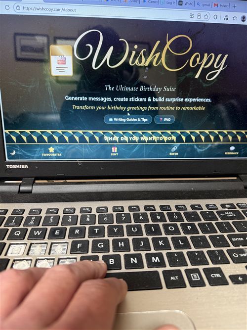 WishCopy open on my laptop at home, mid-build