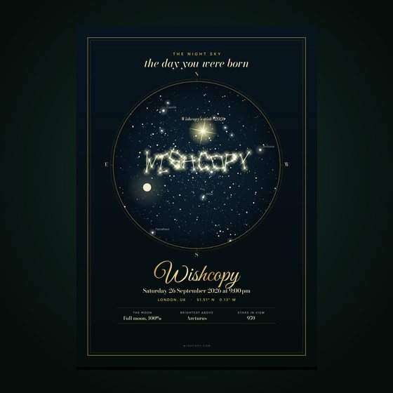 An A4 print of a birth sky