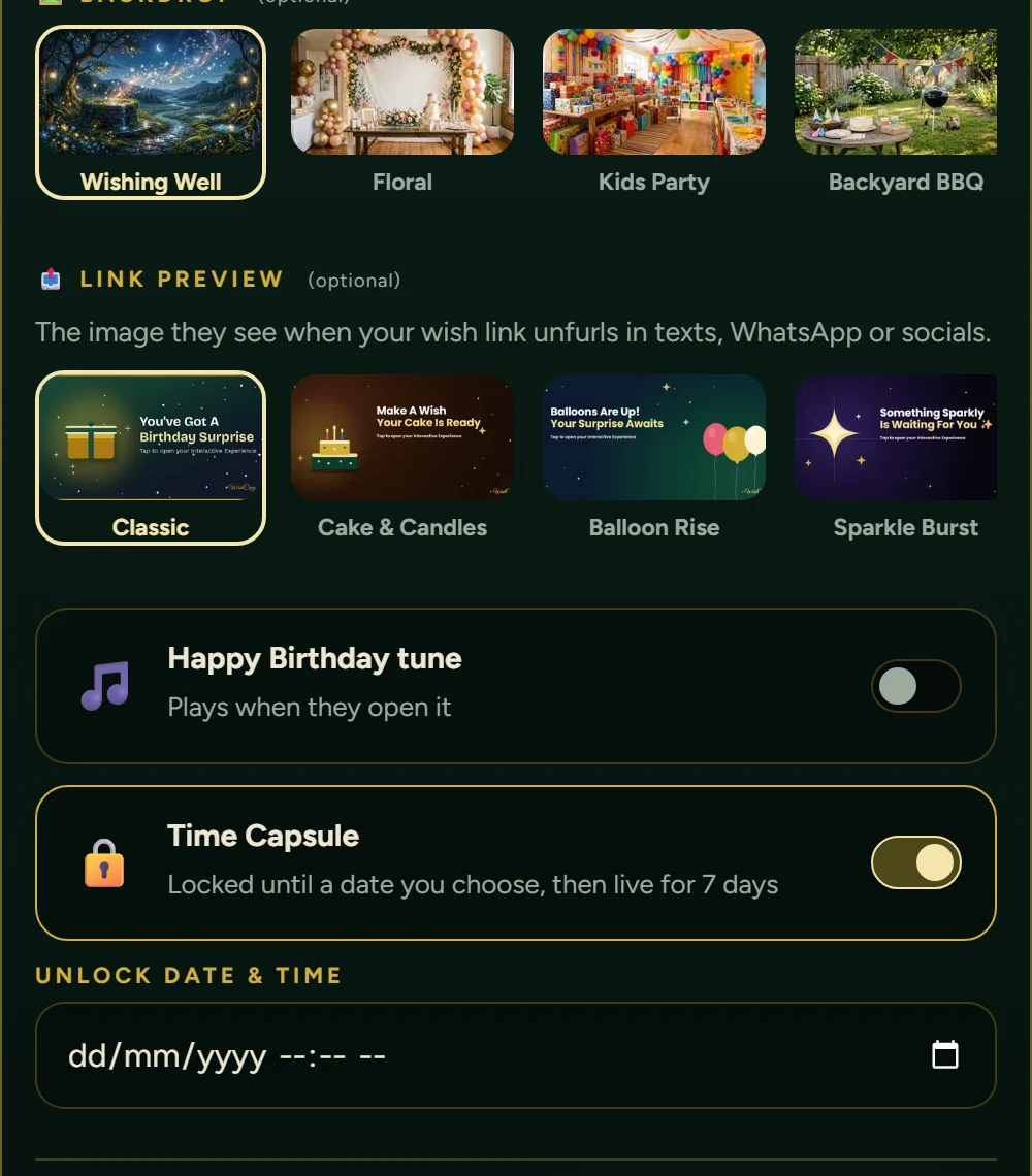 The Time Capsule switch with an unlock date and time